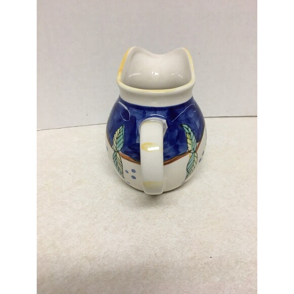 Vintage Pitcher  Creamer   Italy 4 1/2" H Dipinto Amano Italy Limoncello Lemon - Picture 4 of 6
